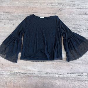 Black sheer dot dress shirt